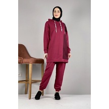 Moda Çizgi Tesettür Takım Bordo