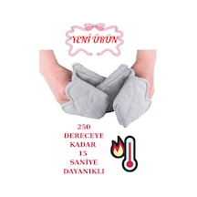 Crab Isı Yalıtımlı Isı Geçirmeyen Kumaş Fırın Tutacağı Tencere Tepsi Tutamaç 2 Adet Silikon Değil Gri