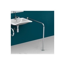 Paslanmaz Yerden Duvara Tutunma Barı 32mm Çap 75x75cm Gümüş