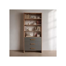 3 Çekmeceli Atlantik Çam - Antrasit Kitaplık Modern Ve Çok Amaçlı Açık Raflı Dolap 80x38x182 Cm Atlantik Çam - Antrasit - 935214325 Atlantik Çam - Antrasit