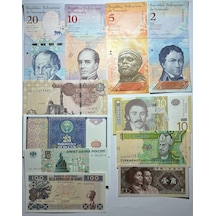 Yabancı Kağıt Para Seti Çil 11 Farklı Banknot 8 Farklı Ülke
