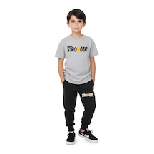 Fyk Kids Erkek Çocuk Think Yazı Baskılı Yazlık Alt-üst Takım Gri