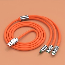 Turuncu 3ın1 6a 120w Usb Tip C Kablo Aydınlatma İçin Usb A'dan Tip-c'ye 8-pin Mikro Usb Kablosu