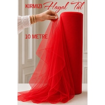 Azra Kına Kırmızı Hayal Süsleme Tülü, 10 Metre, Nişan Tülü Bohça Tülü, Gelin Damat Düğün Konvoy Kapı Valiz Süsleme, Hayal Tül, Hediye Süsü, 1000 Cm