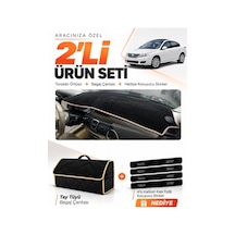 Renault Latıtude 2010-2015 Uyumlu Torpido Örtüsü + Tay Tüyü Bagaj Çantası + Sticker - Siyah Bej