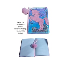 14x20 Cm Hatıra Günlük Not Defteri Çizgili 80 Yaprak Kabartmali Kapak Ponpon Ayraç Çok Renkli