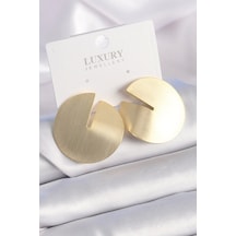 Pirinç Gold Renk Daire Plaka Model Kadın Küpe Çok Renkli