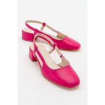 Luvishoes 66 Fuşya Cilt Kadın Topuklu Sandalet Fuşya