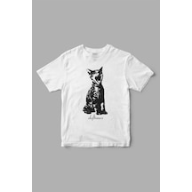 Deftones Cat Baskılı Tişört Beyaz