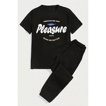 Uyguntarz Unisex Pleasura 2'li Eşofman Takımı Siyah