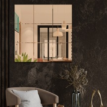 Ayna | Bronz Ayna | Kare Kanallı - Kare Ayna | 60Cm X 60Cm Bronz