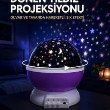Yıldız Projeksiyon Lambası Döner Başlıklı Renkli Çocuk Odası Gece Işığı