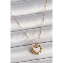 316l Çelik Gold Renk Zincir Aynalı Kalp Model Kadın Kolye - Tj-bko9784 Gümüş