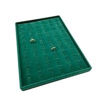 Yerli Üretim Süet Kumaş Yeşil 34/24 Cm Dikine Tırnaklı Çekmece Içi Yüzük Tablası Çok Renkli