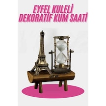 Mey İthalat Eyfel Kulesi Tasarımlı Kum Saati Kristalleştirilmiş Kum Saati Dekoratif Ahşap Görünümlü