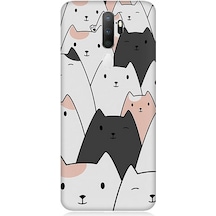 Oppo A5 2020 Uyumlu Silikon Kılıf Gülen Mutlu Kediler