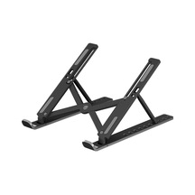 Qingmipy Abs+silikon Dizüstü Bilgisayar Stantı, 10 Seviye Yükseklik Ayarı, Isı Dağıtımı, Katlanabilir Ve Taşınabilir, Siyah Masaüstü Yükseltici