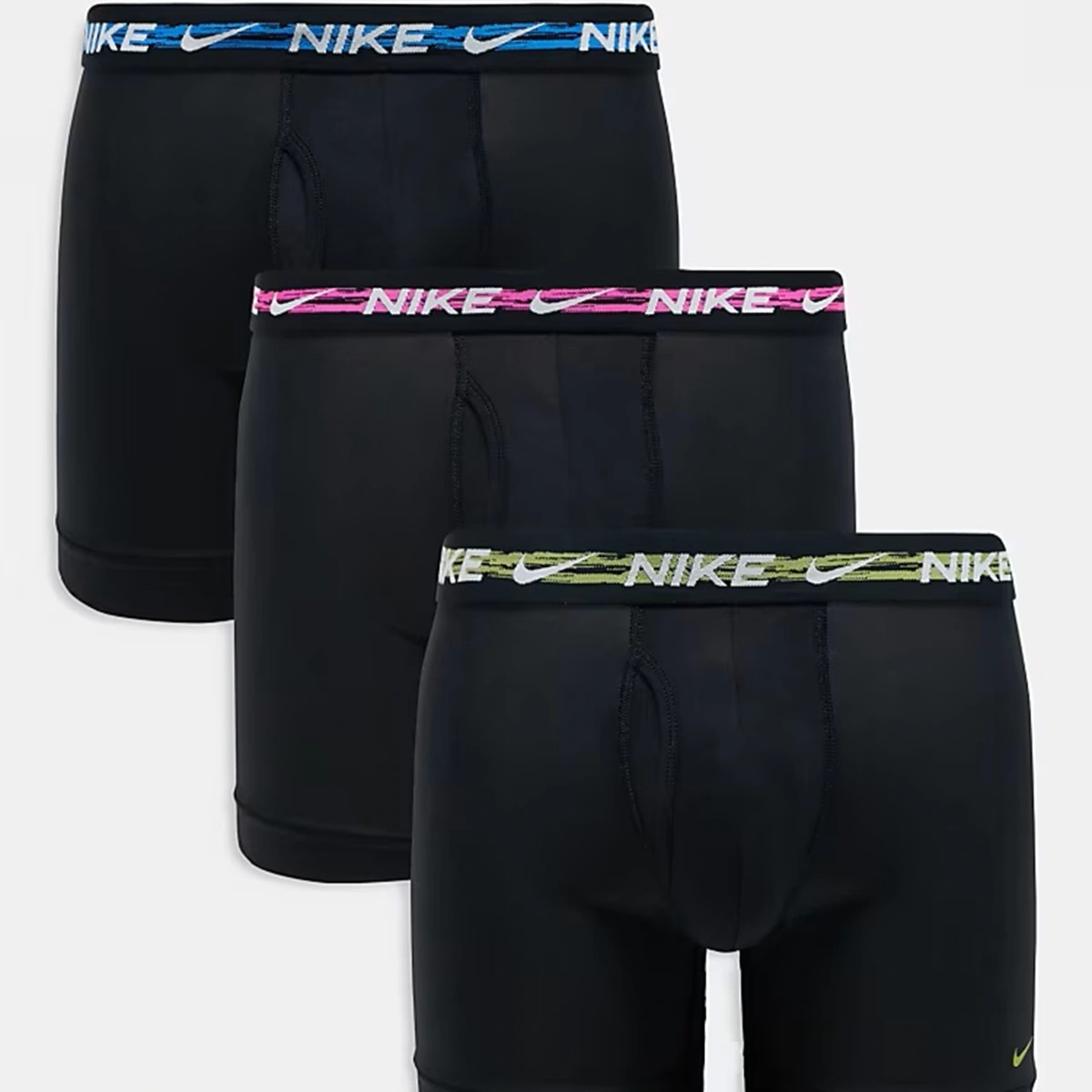 Nike Dri Fit Ultra Stretch 3 Pack Micro 3 Lü Paket Kısa Boxer Siyah 3 Renk Bantlı Siyah