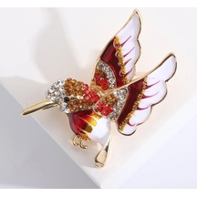 Ganzhoushop Unisex Rhinestone Pimleri Multı Multı Kuş Kadınlar İçin Hummingbird Hayvan Emaye Broşlar Mavi4270 İq Çok Renkli