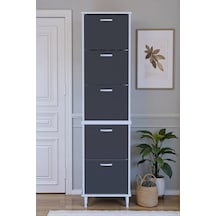 Eliusta Store Ayaklı Antrasit Ayakkabılık 52 Cm Kapı Önü/giyim Odası/antre Uyumlu Ayakkabılık 52x205x26 Cm Antrasit