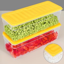 2'li Derin Buzdolabı Organizer Set Düzenleyici Saklama Kabı Mikrodalga Difriz Kabı 2470ml Sarı Çok Renkli