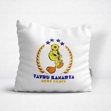Kişiye Özel Yavru Kanarya Tasarımlı Beyaz Yastık - 3