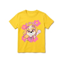 Urbantrendstore Paw Patrol Skye Unisex Kız Çocuk Bisiklet Yuvarlak Yaka Basic Kısa Kollu %100 Pamuk Tişört Sarı