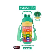 Vagonlife 430 Ml Pipetli Çelik Termos Askılı Matematiği Sevdiren Su Matarası -ffvgn30031-430ml Yeşil