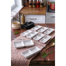 6 Adet Kırılmaz Melamin 2 Bölmeli Sosluk Ve Çerezlik 18 X 9 Cm - Beyaz Beyaz
