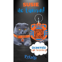 Petjoo 3.Susie Mavi-Turuncu Qr'lı Kedi Künyesi