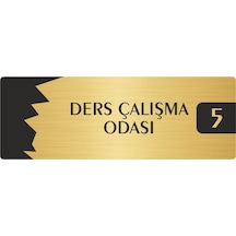 Metal Departman Kapı İsimliği, Yönlendirme Levhası Ders Çalışma Odası 5 7x20 Cm Altın Renk