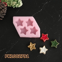 Pk1002791 - Silikon Kalıp Mum Kalıbı - 4'lü Mini Yıldızlar Renksiz
