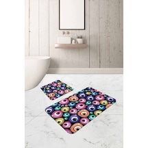 Renkli Nazar Boncuklu Banyo Halısı Klozet Paspas Seti Bs291n11 Çok Renkli