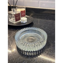 Kristal Lüks Cam Küllük 14cm Cam Beyaz Yuvarlak