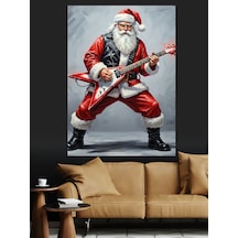 Ahşap Tablo Rock Gitar Çalan Noel Baba