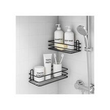 Buççin Online Mağaza Banyo Düzenleyici Şampuanlık Sabunluk Yapışkanlı 2 Adet Banyo Rafı Mat Siyah Duş Rafı Organizer Meta Çok Renkli