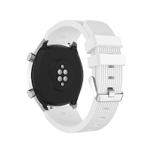 Watch 3 Kordon Kayış 22mm Spor Çizgili Silikon Metal Tokalı Delux Beyaz