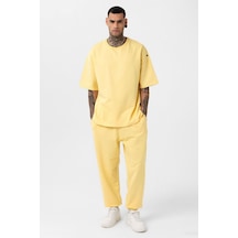 Paça Lastikli Basic Oversize Eşofman Takımı Sarı