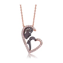 Hk Gümüş Kadın Kolye Kalpli Anne Çocuk Gümüş Takı Hediyelik Ürünler-194965 Çok Renkli