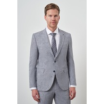 Morven Erkek Mavi Tend Keten Slim Fit Sivri Yaka Takım Elbise 25ys001003300 Mavi