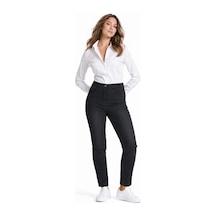 Kübra Kadın Bilek Jean Pantolon Beli Lastikli Düğmeli Bgl-st05384 Füme