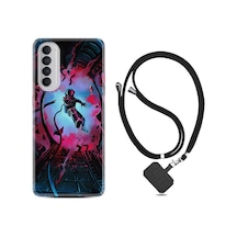 Oppo Reno 4 Pro Kılıf Boyun Askılı Astronot Attack 1702 Siyah