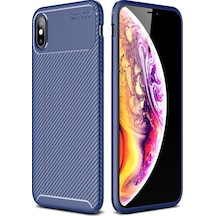 Apple iPhone Uyumlu  Xs Max Uyumlu Kılıf Auto Focus Karbon Kapak - Lacivert