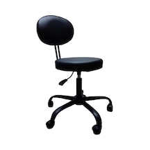 Sırtlıklı Tabure Siyah Metal Ayaklı