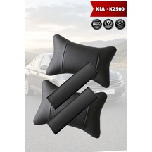 Kia K2500 Uyumlu Lüks Set Deri Yastık Deri Kemer Koruyucu Siyah