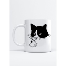 Huysuz Kedi Baskılı Kupa Bardak Beyaz