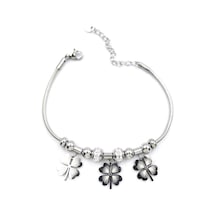 Yonca Zincir Bileklik - Gümüş Çok Renkli