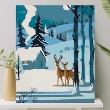 Tuval Seti - Numaralı Boyama 40x50 Cm - Kardaki Geyikler