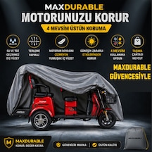 Motolux Fx08 3 Tekerlekli 1 Kişilik Motosiklet Brandası Su Geçirmez 4 Mevsim Boya Dostu Motor Brandası + Taşıma Çantalı