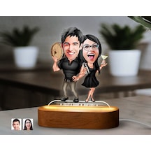 Bk Gift Kişiye Özel Sevgili Karikatürlü Dekoratif 3d Biblo Led Işıklı Gece Lambası-16, Düğün Hediyesi, Yıl Dönümü Hediyesi Kobitmeyen138291 Bk Gift